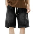 thumbnail image 1 of Paiwinds Men’s Casual Denim Shorts Elastic Waistband Drawstring Relaxed Fit Summer Jeans Shorts Light Blue Black Grey, 1 of 8