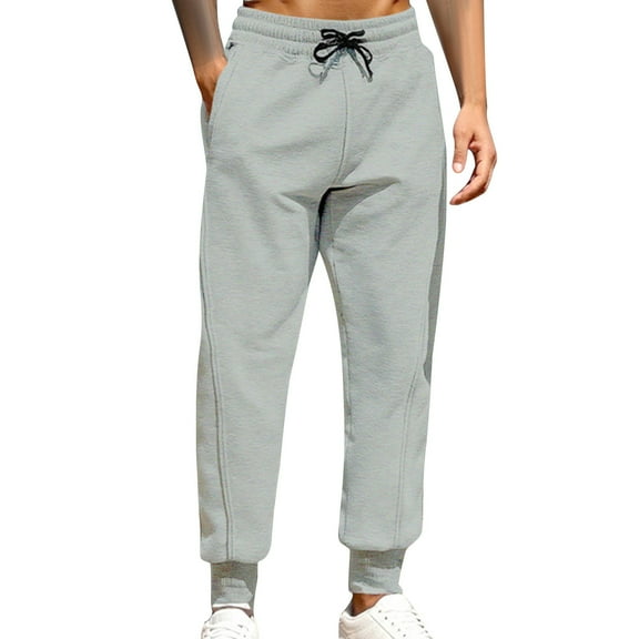 Paiwinds Men's Casual Fashion Solid Color Pants with Drawstring Elastic Waist and Pockets, Soft Fabric for Everyday Wear, Versatile for Casual and Leisure Activities