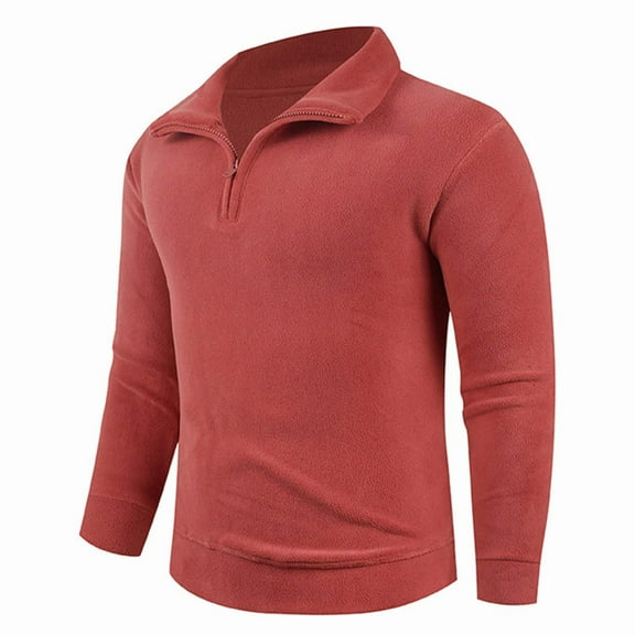 Paiwinds Men's Casual Half Zipper Fleece Coat, Long Sleeve Lapel Collar Jacket with Warm Lining, Comfortable Outerwear for Fall Winter Seasons and Outdoor Use