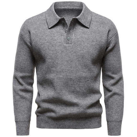 Paiwinds Men's Casual Knitted Sweater with Lapel, Long Sleeve Button Half Cardigan with Elastic Fabric, Comfortable Base Layer for Layering and Fashion Style