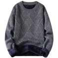 thumbnail image 1 of Paiwinds Men's Casual Solid Color Knit Sweater, Long Sleeve Round Neck Warm Pullover with Fleece Lining, Comfortable Top for Winter Wear and Cold Weather Protection, 1 of 9