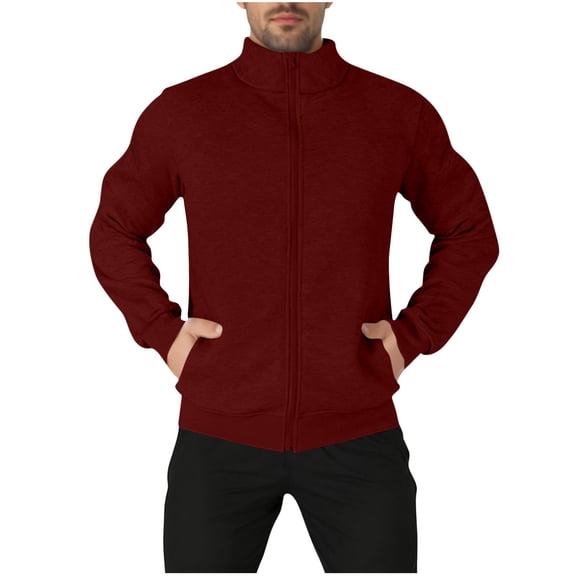Paiwinds Men's Casual Zipper Cardigan, Solid Color Stand Collar with Arm Zipper Details and Pocket. Hoodless Full Zip Design, Lightweight and Versatile for Everyday Wear