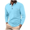 thumbnail image 1 of Paiwinds Men's Summer Casual Long Sleeve Lapel Shirt, Breathable Polyester Button Up T-Shirt Top with Light Stretch for Travel & Leisure, Hand Wash Recommended, Versatile for Work or Outings, 1 of 7