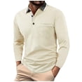thumbnail image 1 of Paiwinds Men's Summer Casual Long Sleeve Lapel Shirt, Breathable Polyester Button Up T-Shirt Top with Light Stretch for Travel & Leisure, Hand Wash Recommended, Versatile for Work or Outings, 1 of 7