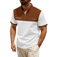 thumbnail image 1 of Paiwinds Men's Color Block Short Sleeve Half-Zip Stand Collar Pocket Casual Sportswear T-Shirt, 1 of 9