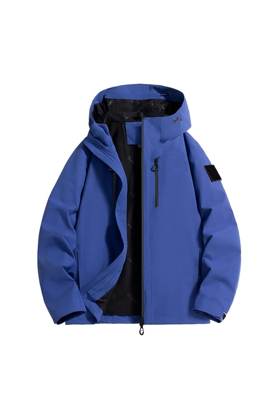 Men's Contemporary Hooded Fleece Jacket with Full-Zip Front and Secure Pockets - Perfect for Campus Life, City Adventures, and Weekend Getaways in Cool Weather