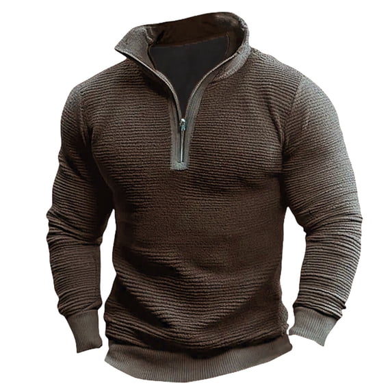 Paiwinds Men's Corduroy Shirt Jacket & Quarter Zip Pullover, Stand Collar Long Sleeve Top for Fall Winter, Casual Solid Color Outerwear for Daily Use