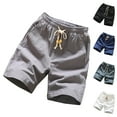 thumbnail image 1 of Paiwinds Men's Cotton Linen Running Shorts with Pockets Elastic Waist Drawstring Summer Sports Pants, 1 of 9
