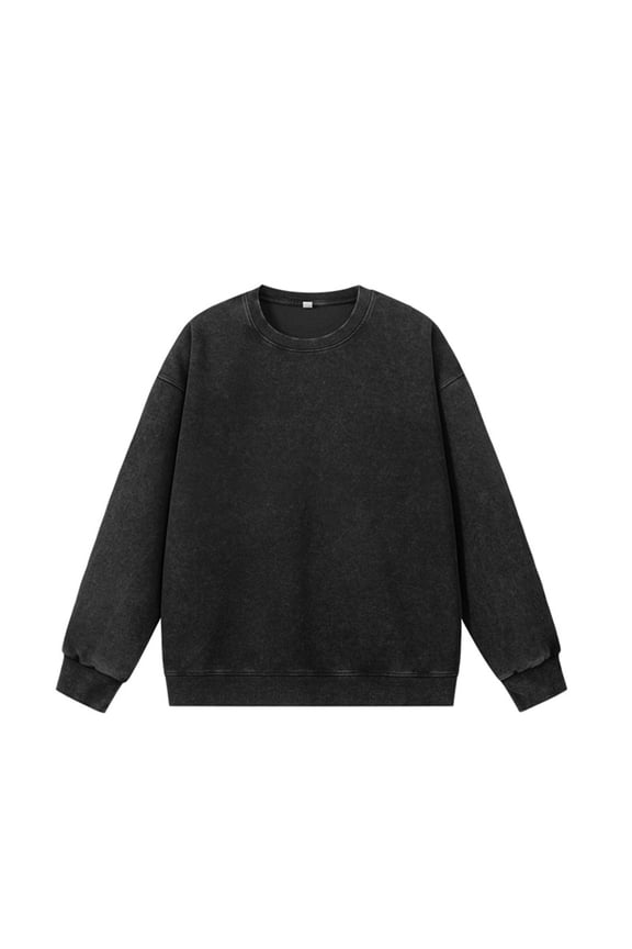 Men's Distressed Pullover Sweatshirt, Long Sleeve Round Neck Casual Top with Faded Vintage Look, Comfortable Streetwear Style Hoodie for Daily Wear