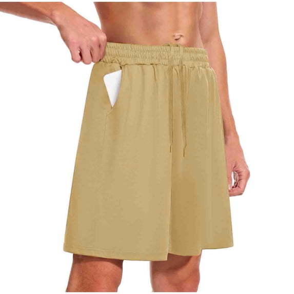 Paiwinds Men's Elastic Waist Drawstring Athletic Shorts with Pockets - Comfortable Polyester Running Workout Shorts for Casual Sports Gym and Everyday Wear