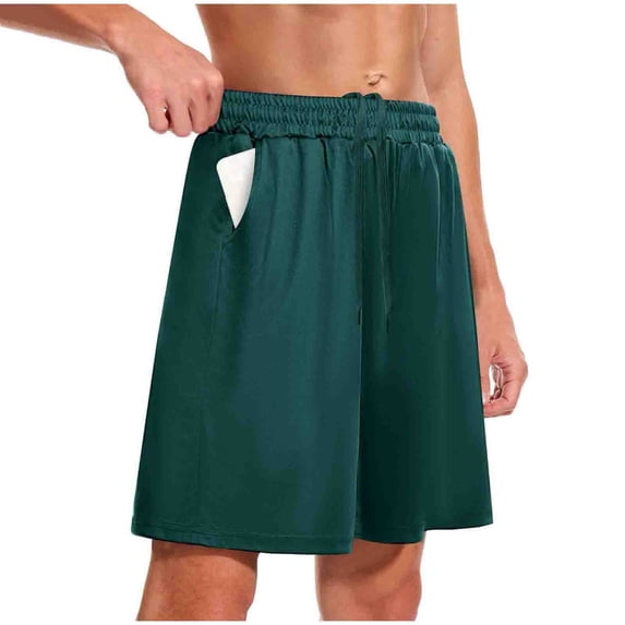 Paiwinds Men's Elastic Waist Drawstring Athletic Shorts with Pockets - Comfortable Polyester Running Workout Shorts for Casual Sports Gym and Everyday Wear