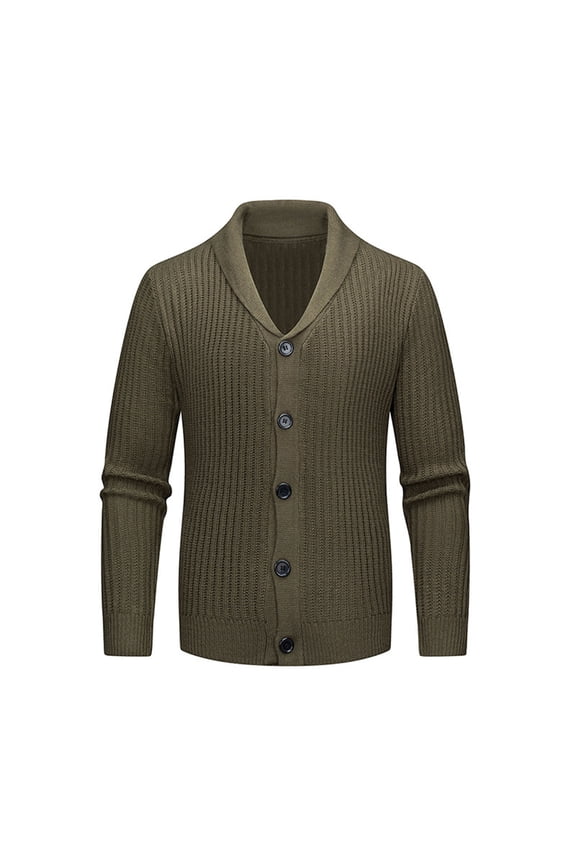 Men's Fall/Winter Knitted Sweater Cardigan, Solid Color Long Sleeve with Button Collar. Lightweight and Soft, Ideal for Daily Wear, Layering, or Casual Outings