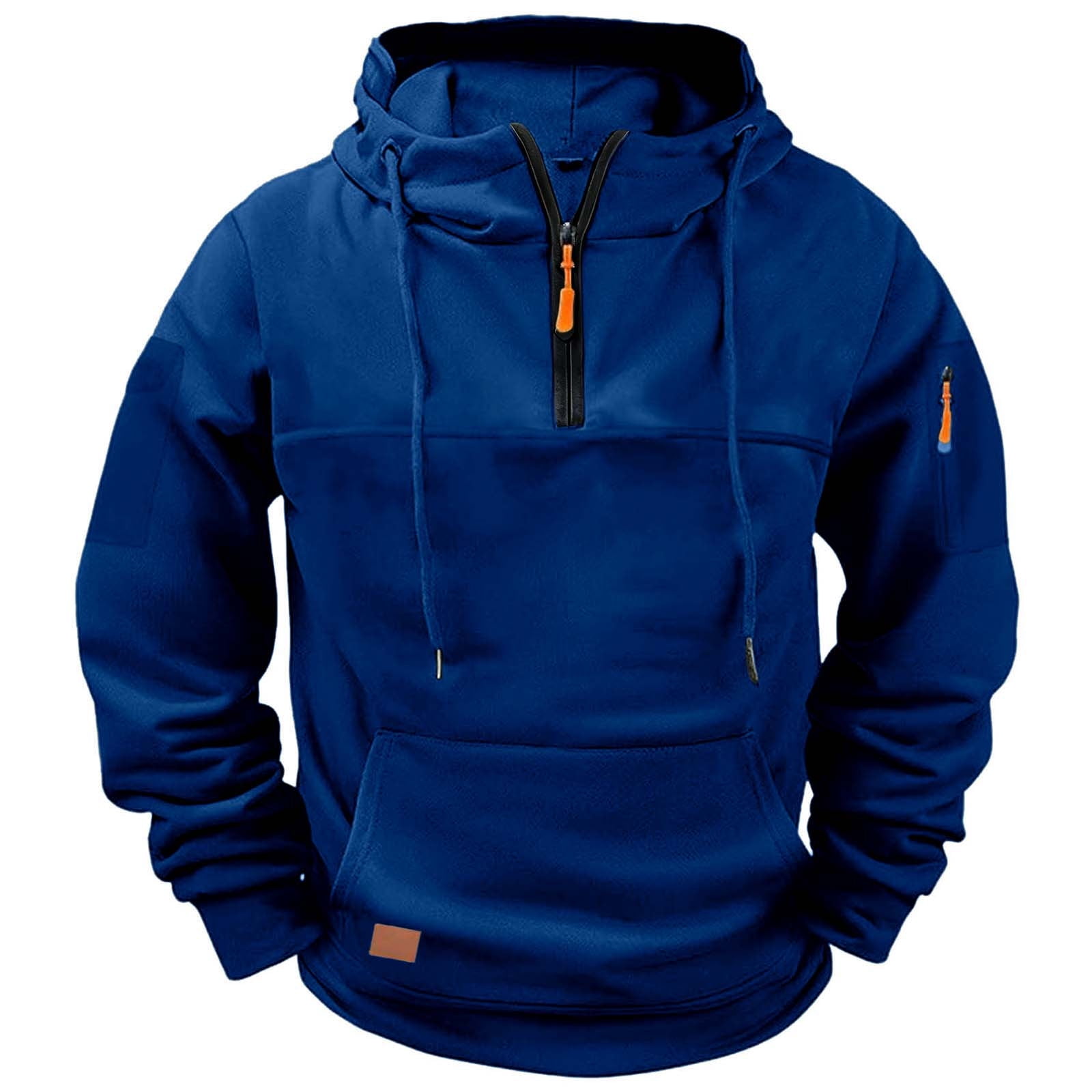 Paiwinds Men's Fleece Lined Work Hoodie, Winter Warm Hooded Sweatshirt with Multiple Pockets, Heavy Duty Cold Weather Pullover for Outdoor & Casual Use