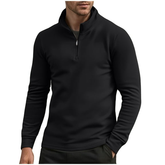 Paiwinds Men's German Velvet Thermal Base Layer, Warm Quarter Zip Stand Collar Long Sleeve Top, Soft Brushed Fleece Lined Shirt for Cold Weather