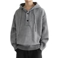 thumbnail image 1 of Paiwinds Men's Knitted Hoodie with Button Hood Detail, Warm Acrylic Blend, Casual Beige Pullover for Cool Seasons, 1 of 8