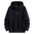 thumbnail image 1 of Paiwinds Men's Composite Velvet Shoulder Hoodie, Half-Zip Polyester Sweatshirt with Unique Texture, Fashionable Army Green Top for Spring Casual Wear, 1 of 8