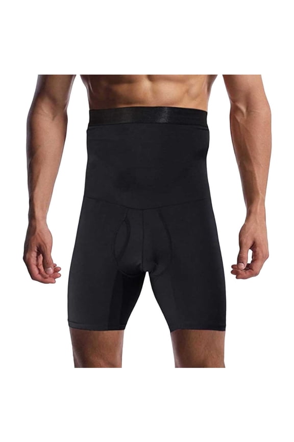 Men’s High-Waist Fitness Tight Shorts Double-Layer Hip Compression Quick-Dry Polyester for Running Workouts