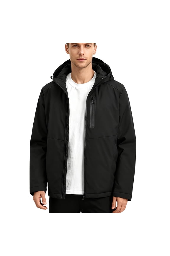 Men's Hooded Fleece Jacket with Full-Zip Front and Integrated Hand Warmer Pockets - Perfect for Autumn Outdoor Adventures, Cool Weather Hiking, and Casual Weekend Wear
