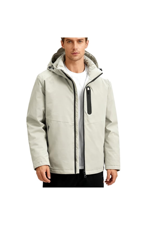 Men's Hooded Fleece Jacket with Full-Zip Front and Integrated Hand Warmer Pockets - Perfect for Autumn Outdoor Adventures, Cool Weather Hiking, and Casual Weekend Wear