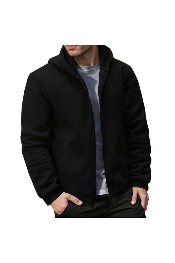 Men's Hooded Softshell Jacket with Full Zip Closure, Active Lifestyle Design, Polyester Cotton Blend, Fleece Lining for Warmth, Perfect for Hiking and Training