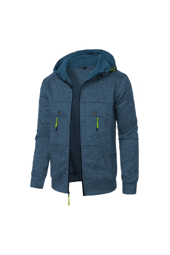 Men's Hooded Windbreaker with Full Zip Closure, Solid Color Design, Nylon Spandex Blend, Water Repellent Properties, Lightweight Wind Protection for Outdoor Activities and Running