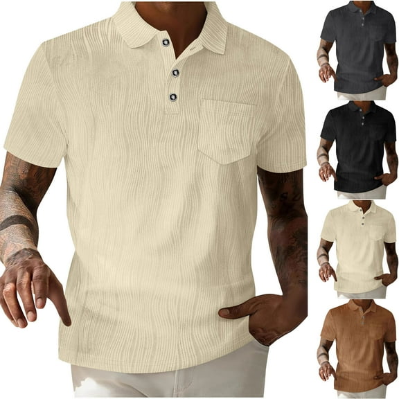 Paiwinds Men’s Lapel Casual Solid Button Short Sleeve Shirt Acrylic Soft Breathable,Leisure Party Wedding Daily,S-3XL 4 Colors