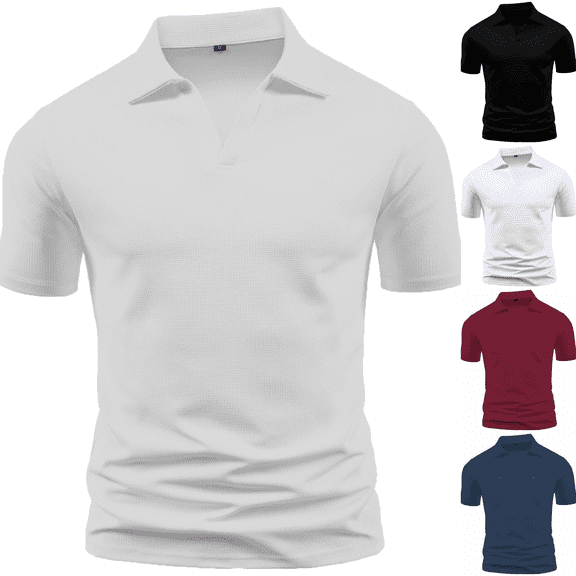 Paiwinds Men’s Lapel Solid Short Sleeve Shirt Poly-Ray-Cotton-Spandex Breathable,Casual Summer Day Events,S-3XL 5 Colors
