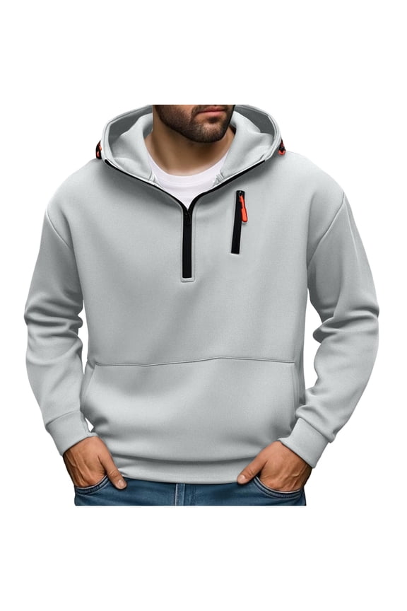 Men's Lightweight Full Zip Hoodie, Breathable Nylon & Spandex Blend Long Sleeve Jacket for Summer, Comfortable Athletic Pullover for Outdoor Activities
