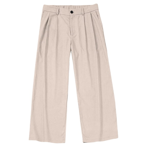 Paiwinds Men's Linen Double Pleated Oversized Trousers Button Zipper Multi-Pockets Casual Loose Fit Pants For Daily Outdoor Hiking Work
