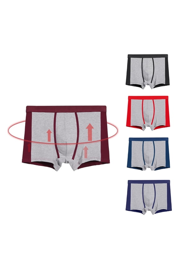 Men's Loose Cotton Boxers - Mid Waist Breathable & Comfortable Flat Leg Shorts, Simple Solid Color Design