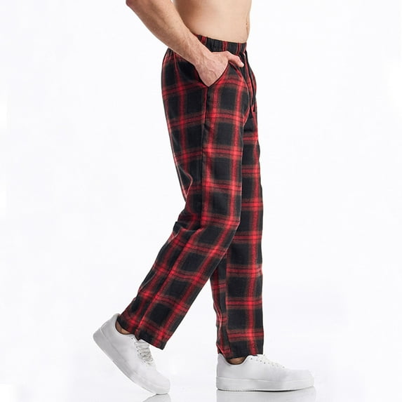 Paiwinds Men's Modern Plaid Joggers with Flexible Elastic Waist and Straight-Leg Silhouette for a Stylish Casual Look