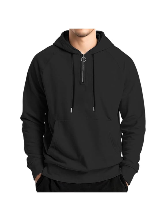 Men's Nylon Quarter Zip Hoodie, Lightweight & Breathable Long Sleeve Pullover for Summer, Fast-Drying Sportswear with Stretch for Outdoor Activities