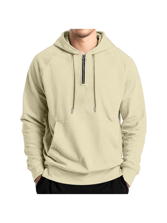 Men's Nylon Quarter Zip Hoodie, Lightweight & Breathable Long Sleeve Pullover for Summer, Fast-Drying Sportswear with Stretch for Outdoor Activities