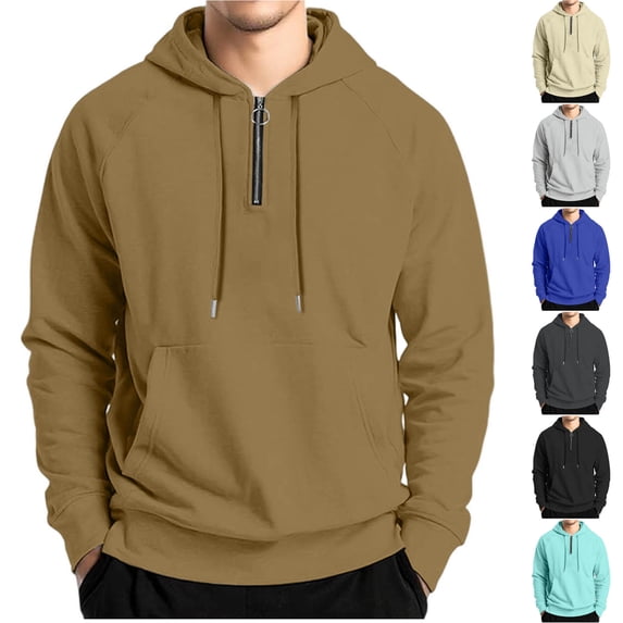 Paiwinds Men's Nylon Quarter Zip Hoodie, Lightweight & Breathable Long Sleeve Pullover for Summer, Fast-Drying Sportswear with Stretch for Outdoor Activities