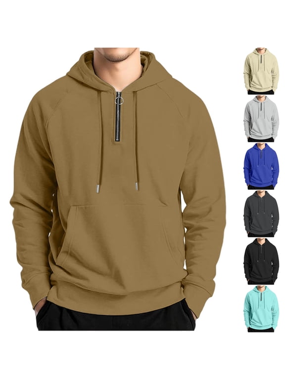Men's Nylon Quarter Zip Hoodie, Lightweight & Breathable Long Sleeve Pullover for Summer, Fast-Drying Sportswear with Stretch for Outdoor Activities