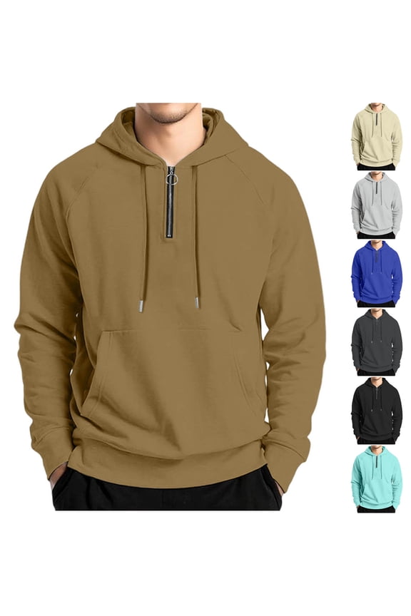 Men's Nylon Quarter Zip Hoodie, Lightweight & Breathable Long Sleeve Pullover for Summer, Fast-Drying Sportswear with Stretch for Outdoor Activities