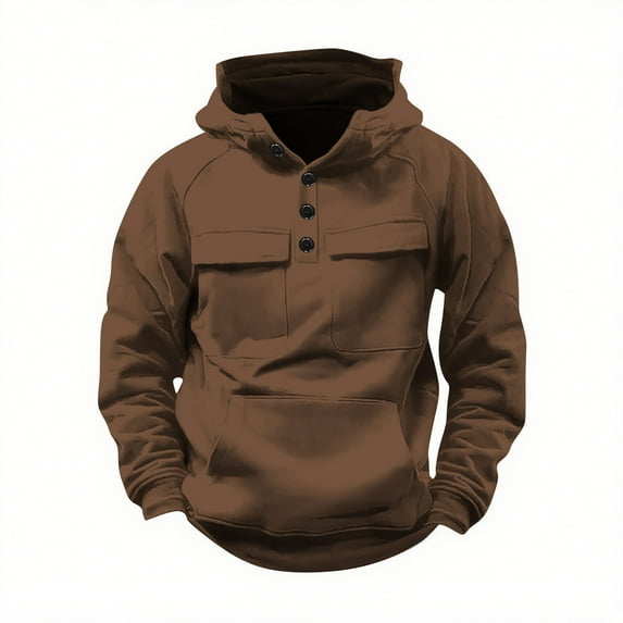 Paiwinds Men's Quarter Zip Hoodie with Reflective Details, Plain Sports Outdoor Streetwear Pullover, Kangaroo Pocket for Spring & Fall Casual Wear