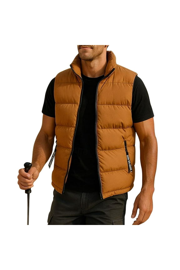 Men's Outdoor Vest Full Zip Front Multiple Pockets Stand Collar Windproof Design Lightweight Comfort Casual Daily Wear Versatile for Hiking and Travel
