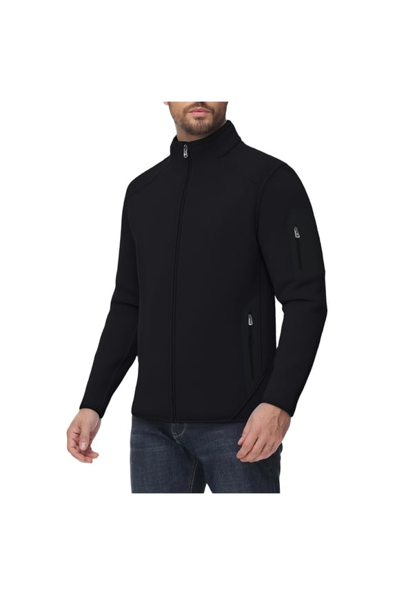 Men's Performance Fleece Pullover with Full-Zip Stand-Collar Design - Optimized for Dynamic Fitness Routines, Outdoor Recreation, and Everyday Active Lifestyle Essentials