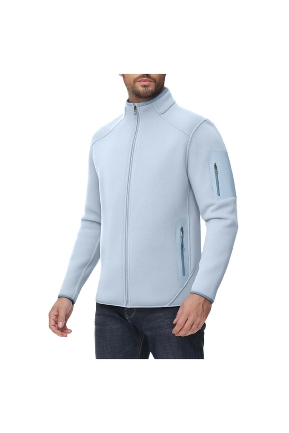 Men's Performance Fleece Pullover with Full-Zip Stand-Collar Design - Optimized for Dynamic Fitness Routines, Outdoor Recreation, and Everyday Active Lifestyle Essentials