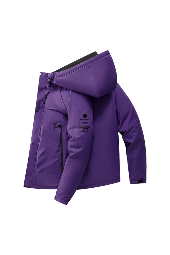 Men's Protective Waterproof Windproof Hooded Storm Jacket with Multiple Pockets and Secure Storage for Hiking Camping and Everyday Casual Wear