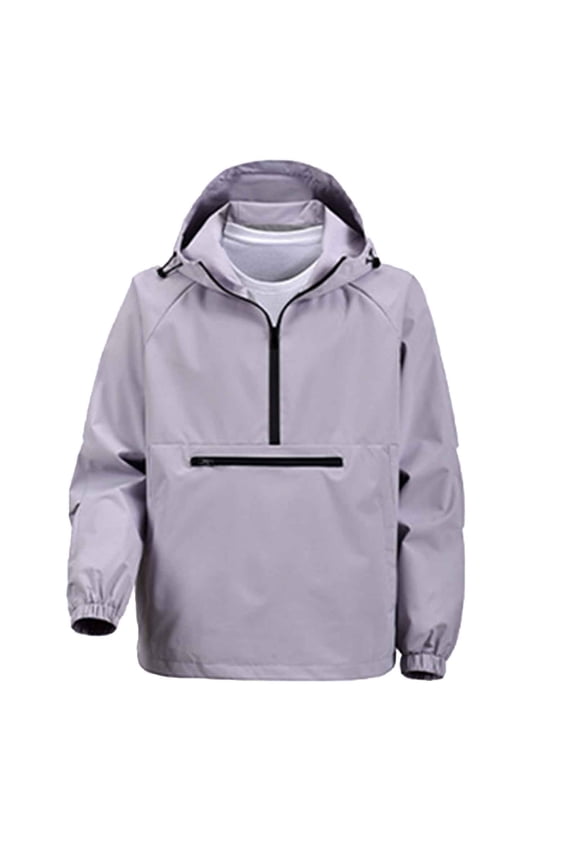 Men's Quarter Zip Hooded Sweatshirt, Waterproof Windproof Fleece Pullover Hoodie with Front Pocket, Long Sleeve Casual Outdoor Jacket for Hiking, Camping, Daily Commute in Fall Winter