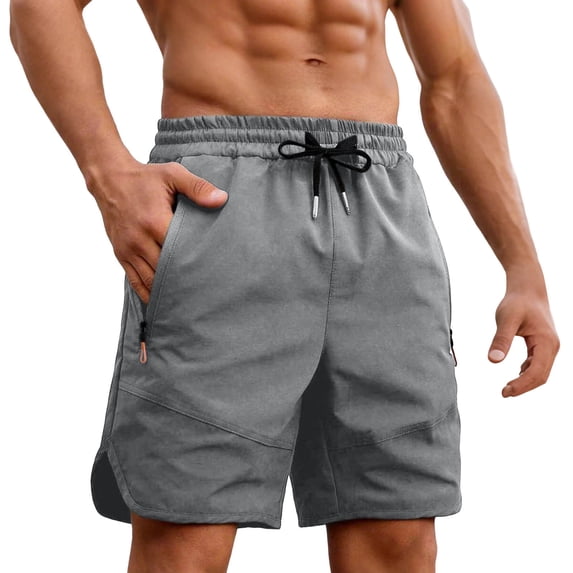 Paiwinds Men's Quick Dry Running Shorts with Zipper Pockets Nylon Elastic Waist Drawstring Sports Pants