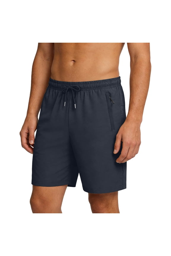 Men's Quick Dry Running Shorts with Zipper Pockets Nylon Elastic Waist Drawstring Sports Pants