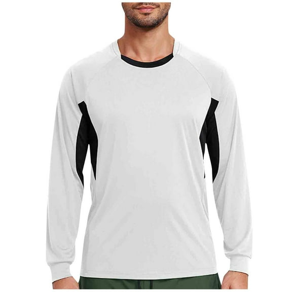 Paiwinds Men's Quick-Dry Workout Shirt, Breathable Long Sleeve Athletic Top with Color Block Design and Cuffed Sleeves, Moisture Wicking Performance Sportswear