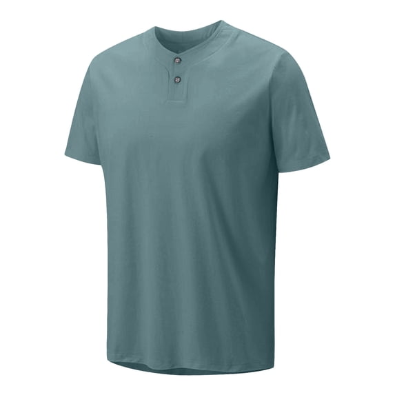 Paiwinds Men’s Round Neck Button Short Sleeve Tee Polyester Relaxed Fit,Minimalist Summer Casual Layering,M-4XL 5 Colors