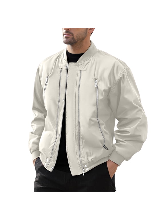 Men's Rugged Stand Collar Work Jacket with Full-Zip Front and Secure Pockets - Built for Workshop Projects, Garage Tasks, and Demanding Industrial Environments