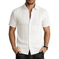 thumbnail image 1 of Paiwinds Men's Short Sleeve Button Down Shirt Casual Summer Geometric Jacquard Woven Dress Shirt with Turndown Collar, 1 of 9