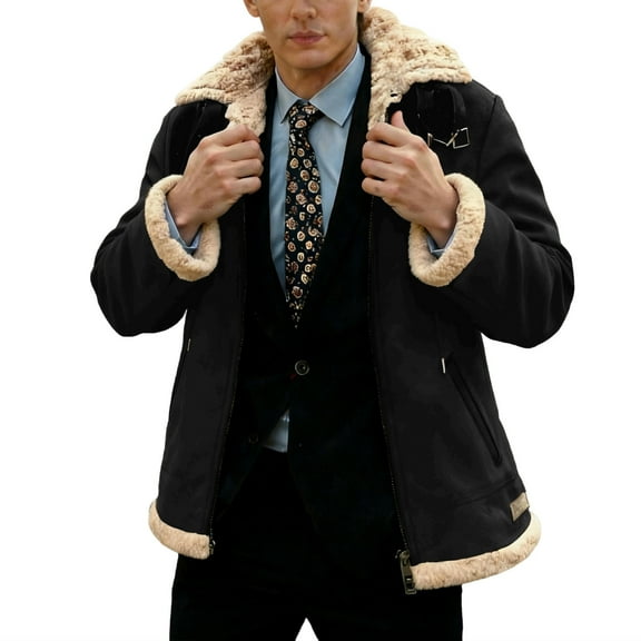 Paiwinds Men's Solid Color Hooded Lambskin Jacket with Button Closure & Workwear Pockets - Designed for Windproof Warmth & Durability, Perfect for Outdoor & Casual Wear