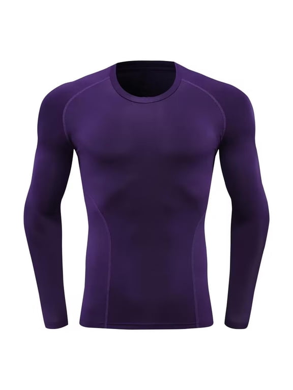 Men's Solid Color Running Fitness Leotard, Long Sleeve High-Elastic Exercise Top with Tight Fit, Performance Wear for Workout, Gym and Athletic Activities